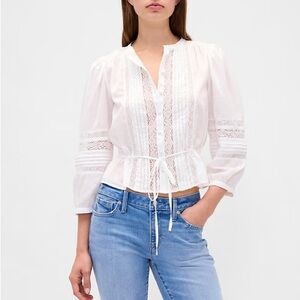 NWOT GAP Lace-Trim Voile Top Size Medium